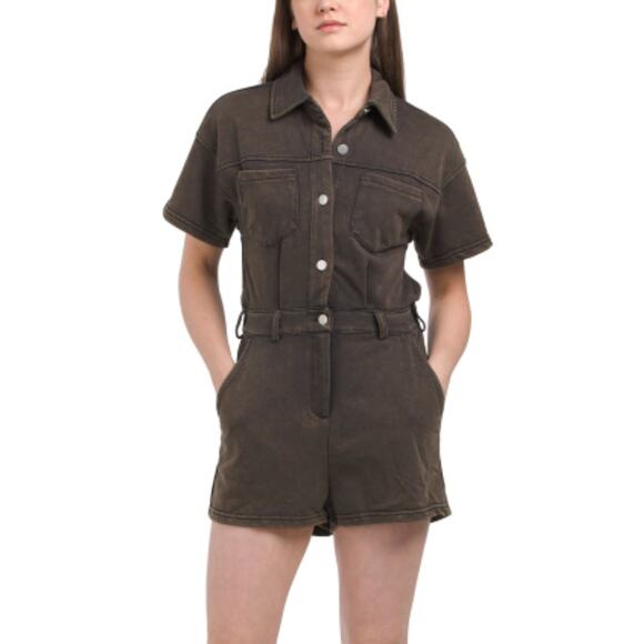 NWT LE LIS Women's Cotton Blend Smocked Waist Short Sleeve Romper - Picture 1 of 7